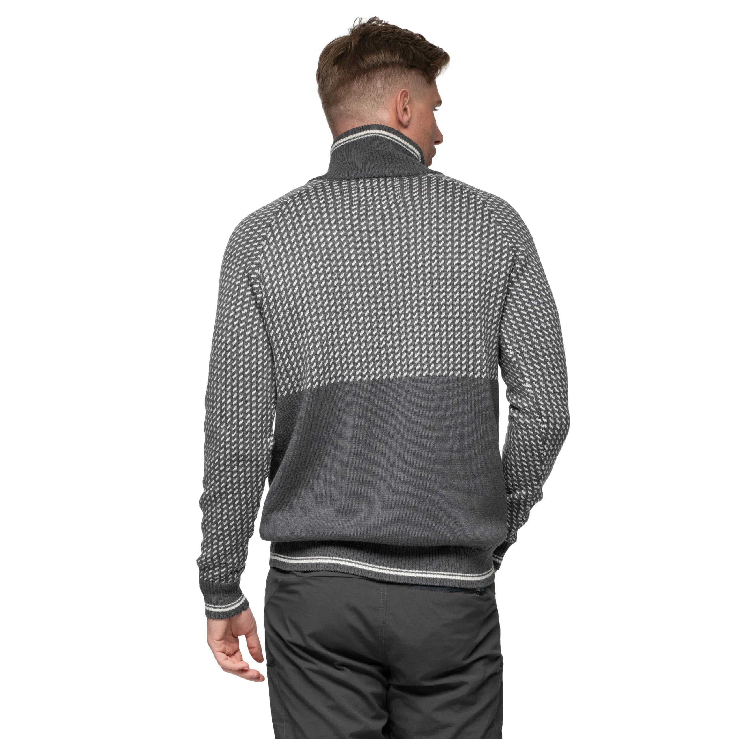 Shop Bergans Alvdal Wool Half Zip - Solid Dark Grey / Vanilla White