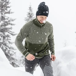 Cheap Bergans Alvdal Wool Half Zip - Dark Olive Green / Vanilla White