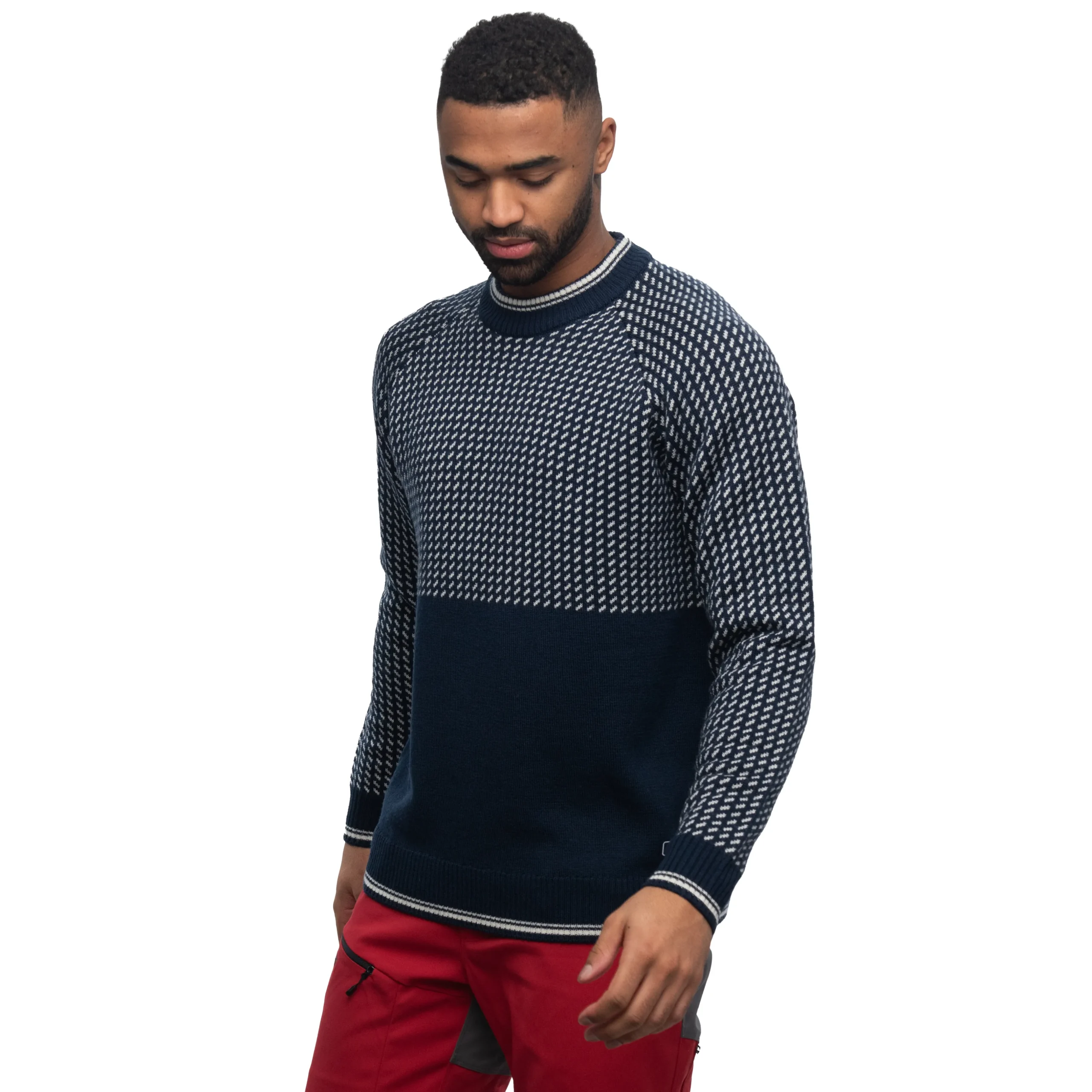 Store Bergans Alvdal Wool Jumper - Navy Blue / Vanilla White