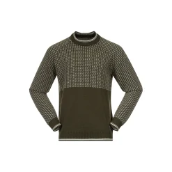 Outlet Bergans Alvdal Wool Jumper - Dark Olive Green / Vanilla White