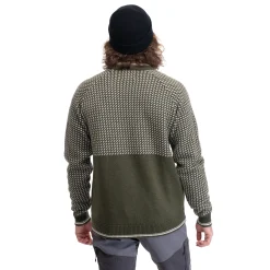 Outlet Bergans Alvdal Wool Jumper - Dark Olive Green / Vanilla White