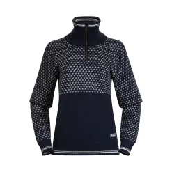 Store Bergans Alvdal Wool W Half Zip - Navy / Vanilla White