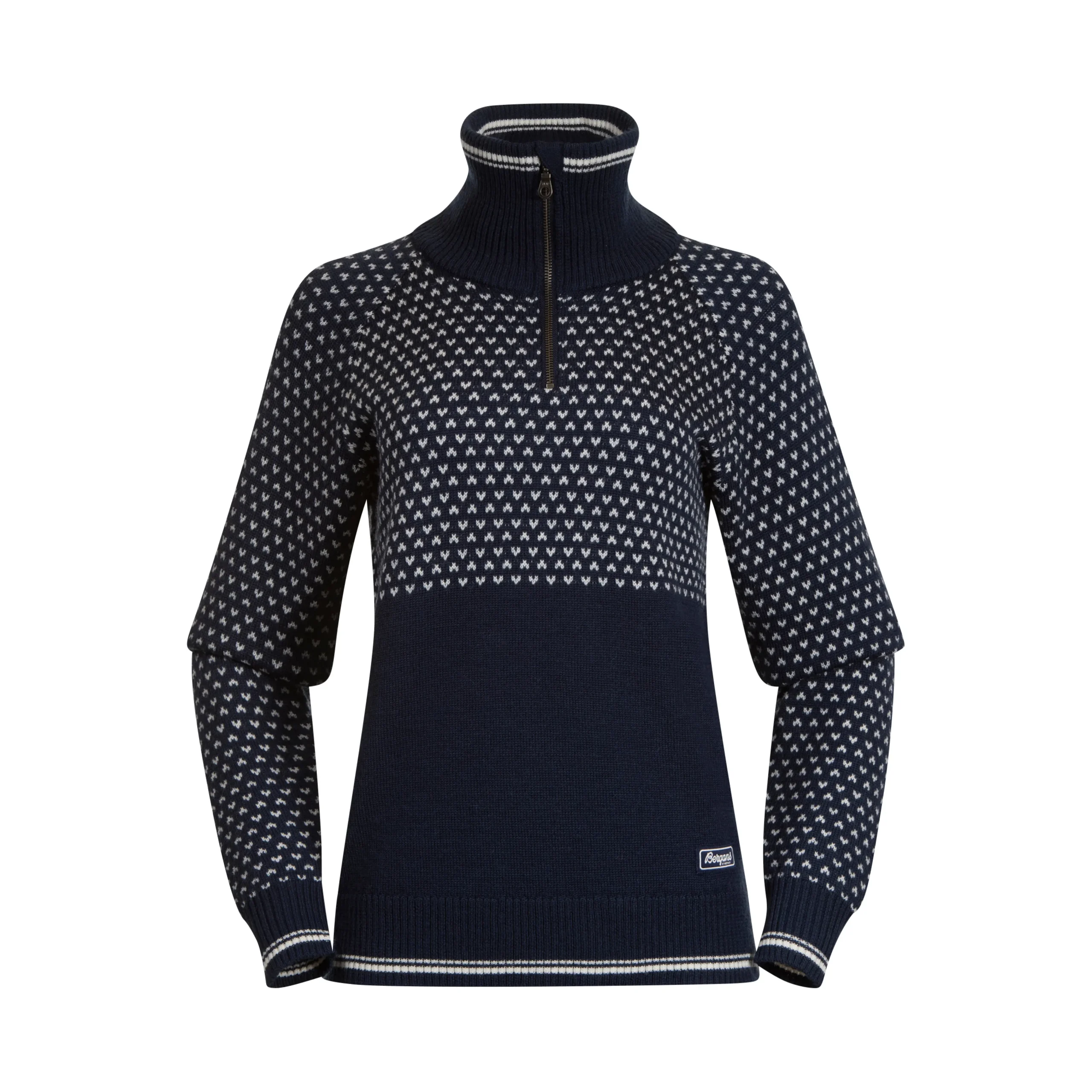 Store Bergans Alvdal Wool W Half Zip - Navy / Vanilla White