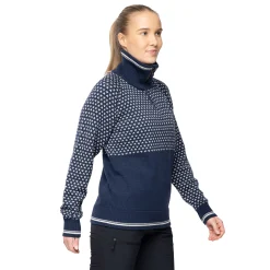 Store Bergans Alvdal Wool W Half Zip - Navy / Vanilla White
