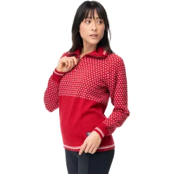 Best Bergans Alvdal Wool W Half Zip - Red / Vanilla White