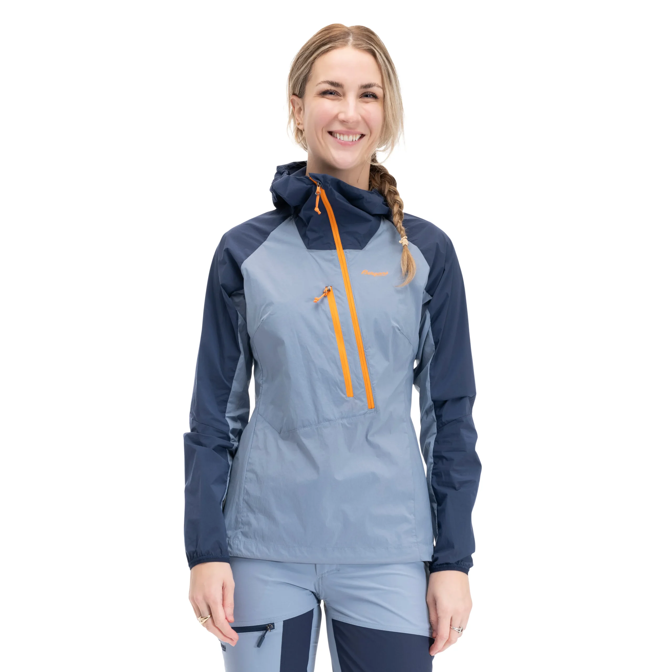 Fashion Bergans Cecilie Light Wind Anorak - Misty Sky Blue / Navy Blue