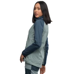 Clearance Bergans Cecilie Light Wind Anorak - Misty Forest / Orion Blue