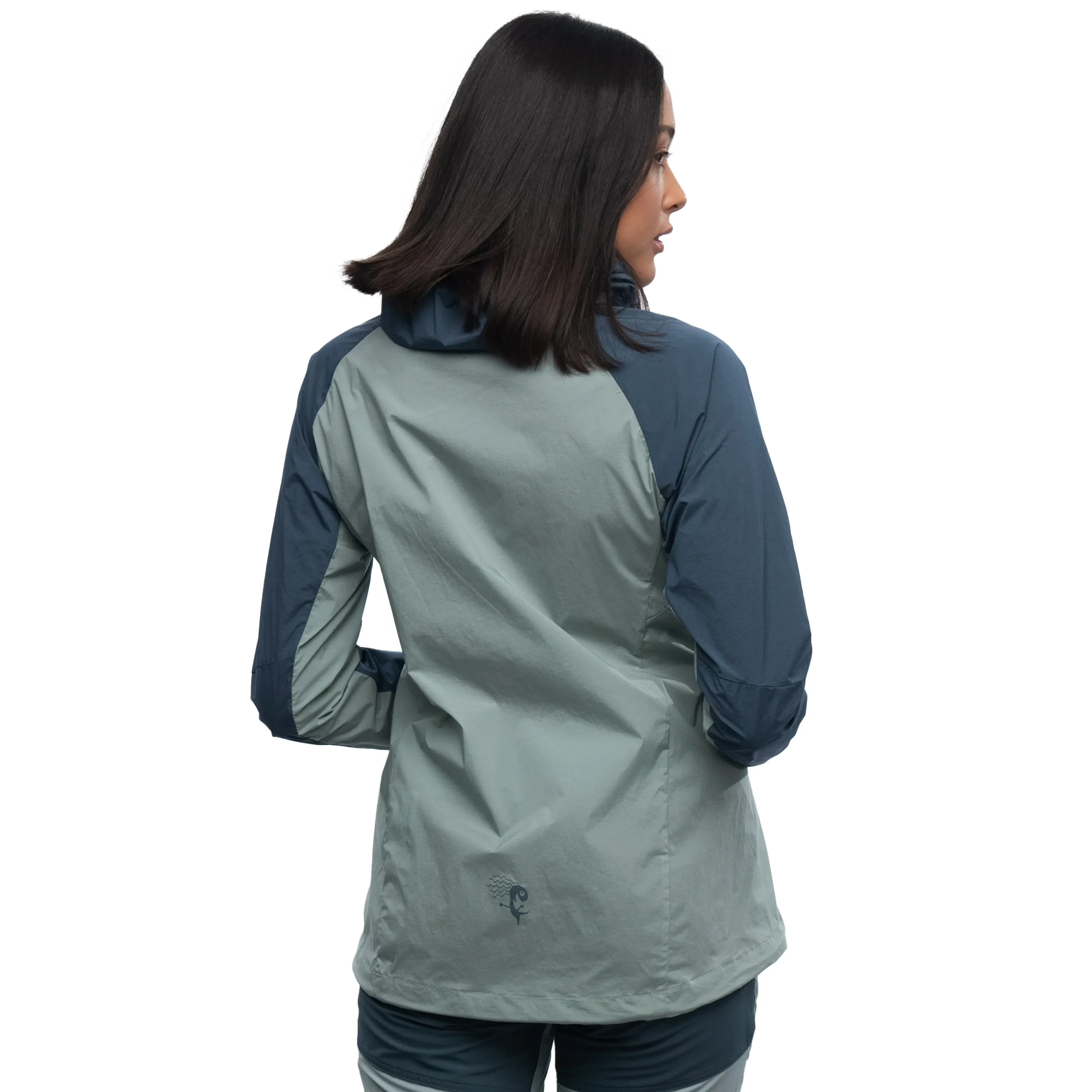 Clearance Bergans Cecilie Light Wind Anorak - Misty Forest / Orion Blue