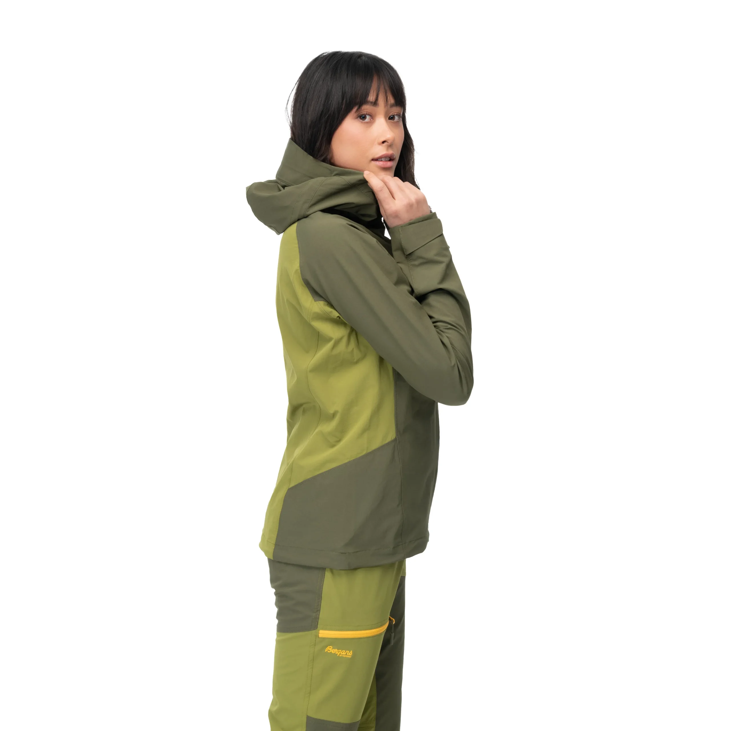 New Bergans Cecilie Mountain Softshell Jacket - Dark Olive Green / Trail Green
