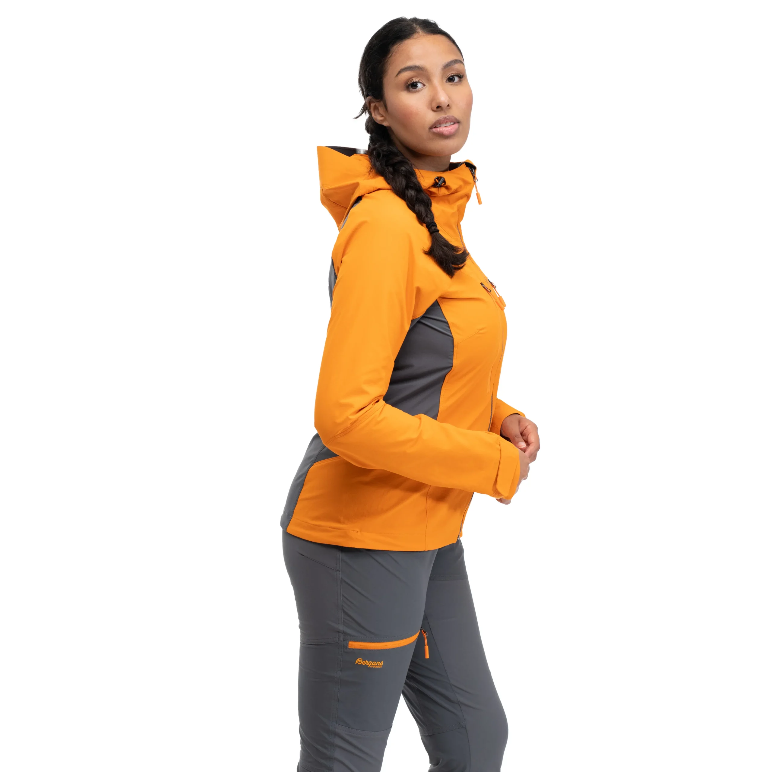 Shop Bergans Cecilie Mountain Softshell Jacket - Cloudberry Yellow / Solid Dark Grey