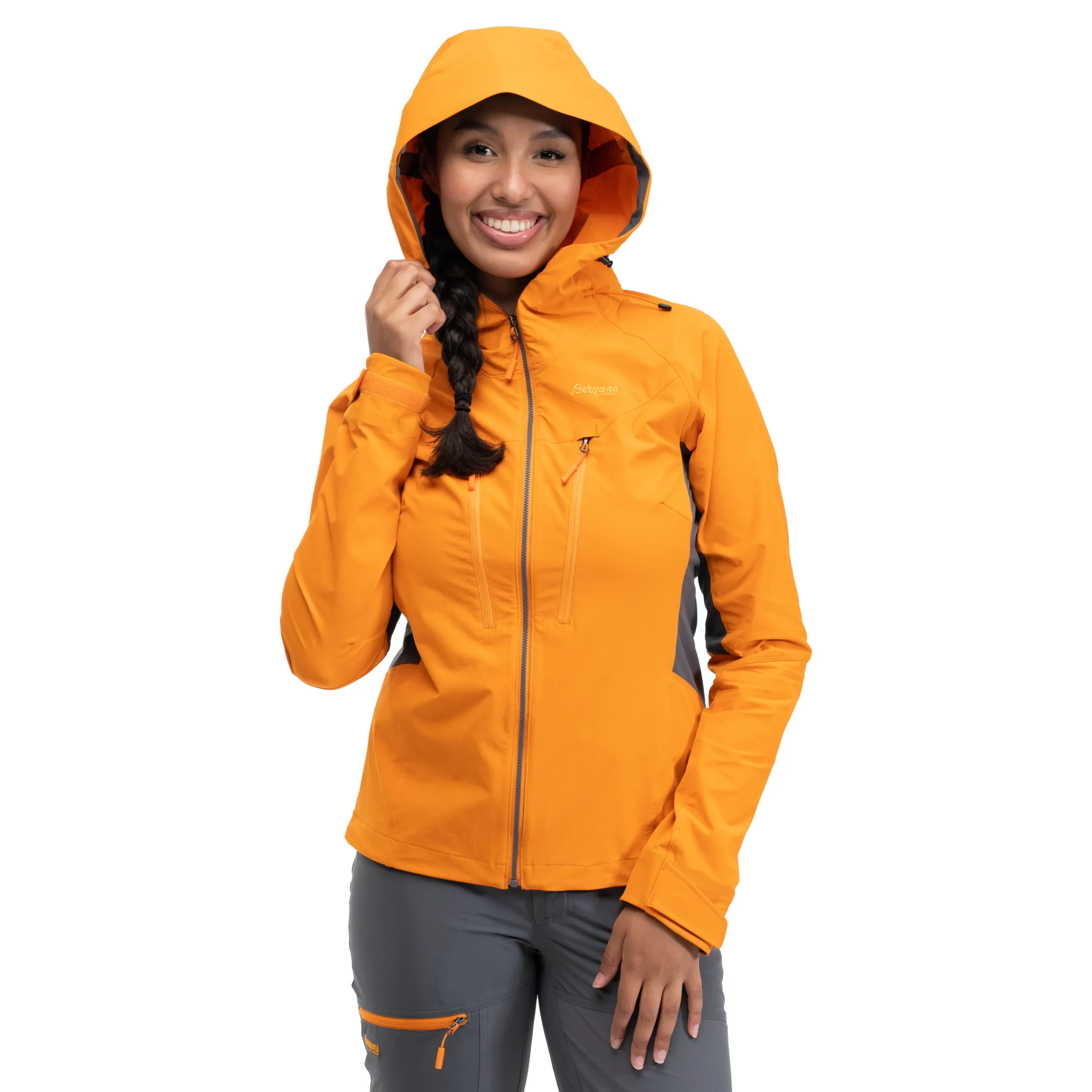 Shop Bergans Cecilie Mountain Softshell Jacket - Cloudberry Yellow / Solid Dark Grey