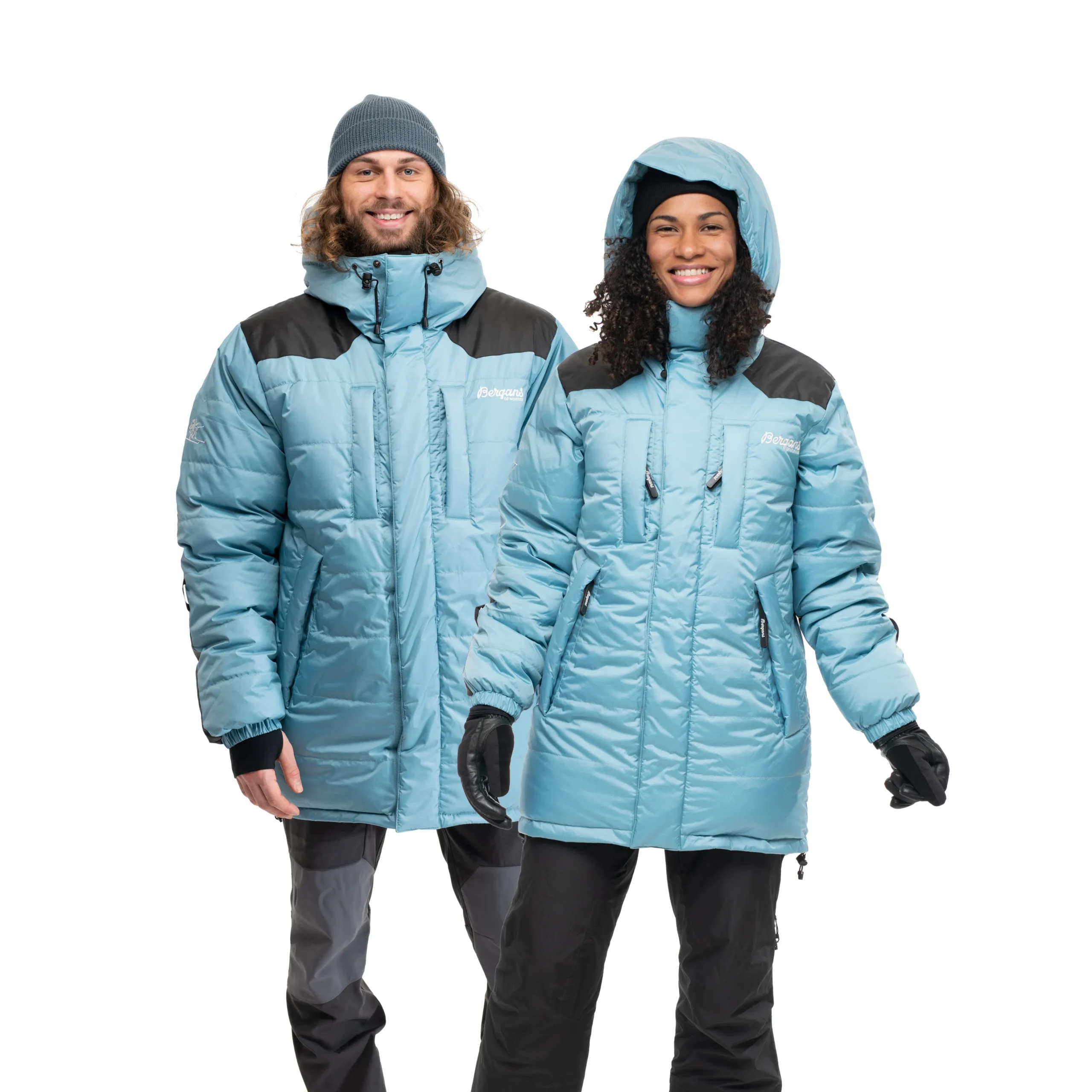 New Bergans Expedition Down Unisex Parka - Arctic Ocean Blue / Black