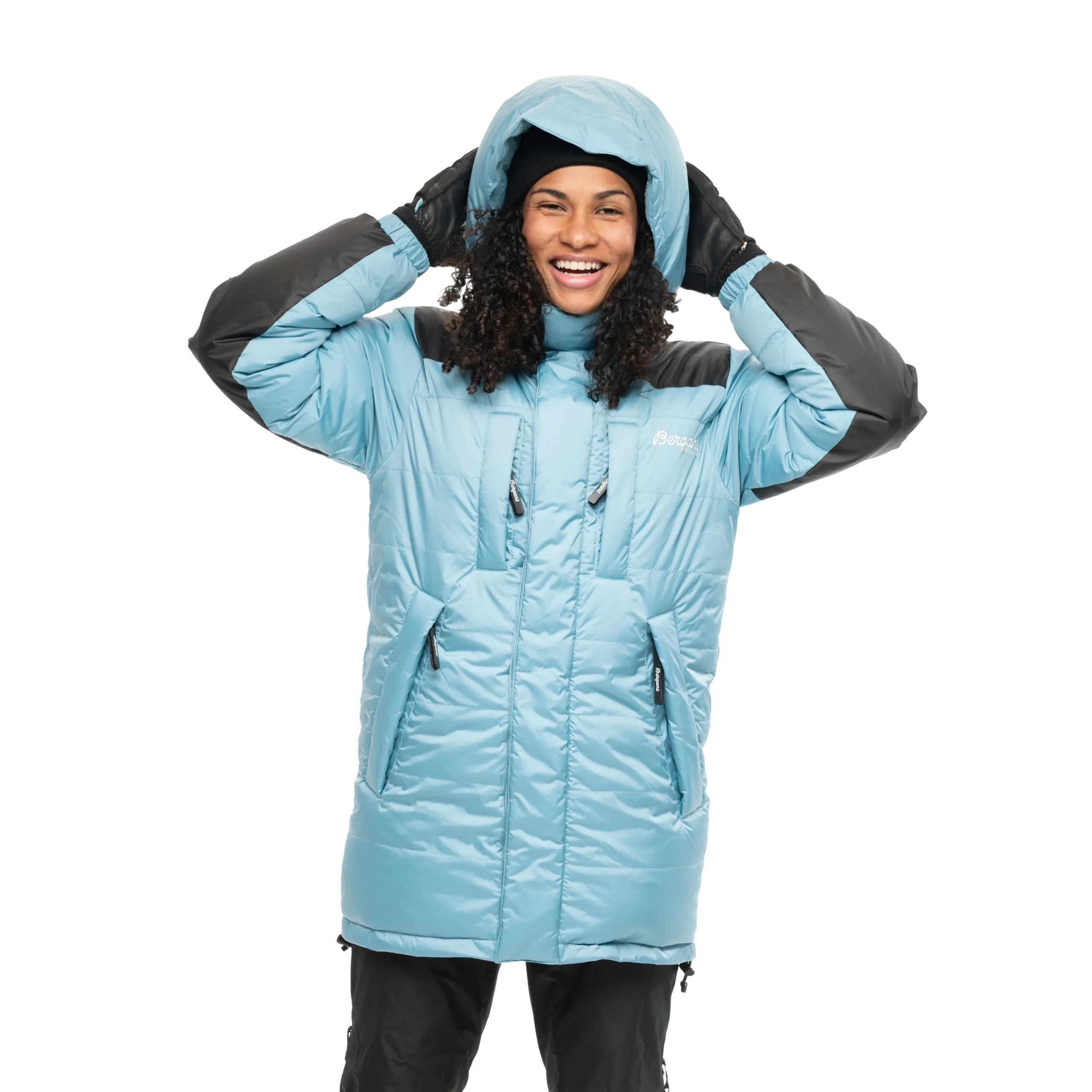 New Bergans Expedition Down Unisex Parka - Arctic Ocean Blue / Black