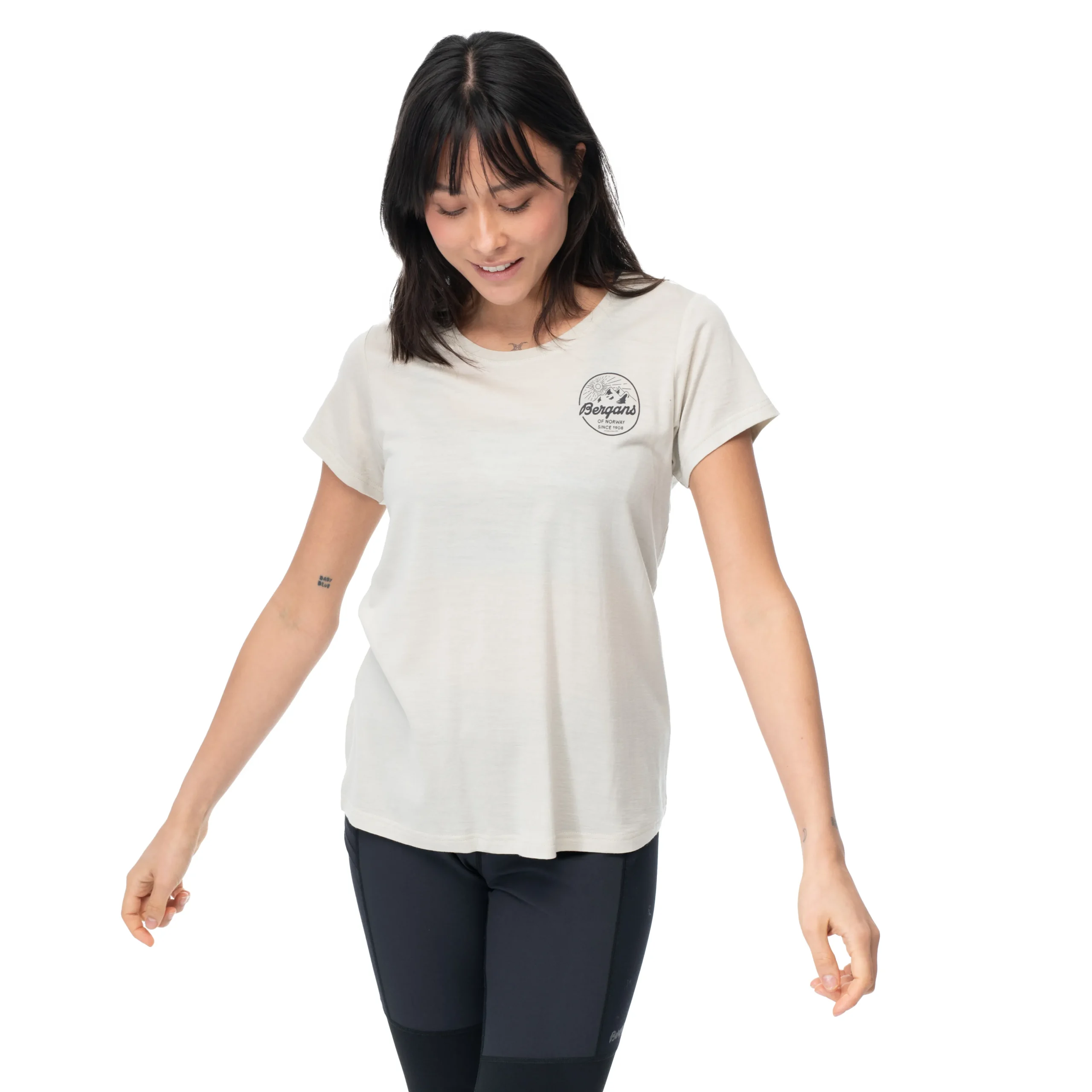 Fashion Bergans Graphic Wool W Tee - Chalk Sand