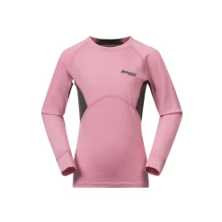 New Bergans Inner:Pure Kids Long Sleeve - Light Ruby / Solid Dark Grey