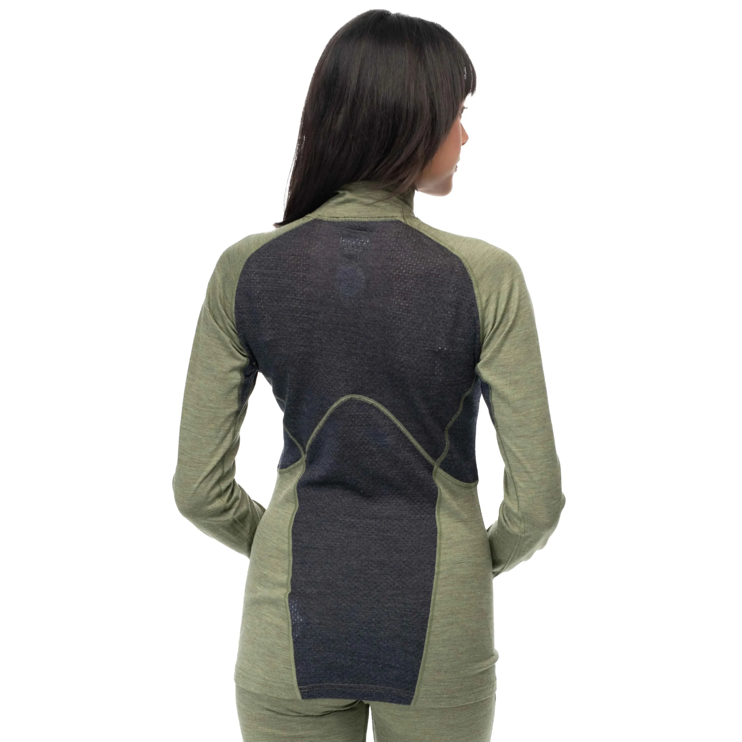 Discount Bergans Inner:Pure W Half Zip - Olive Green