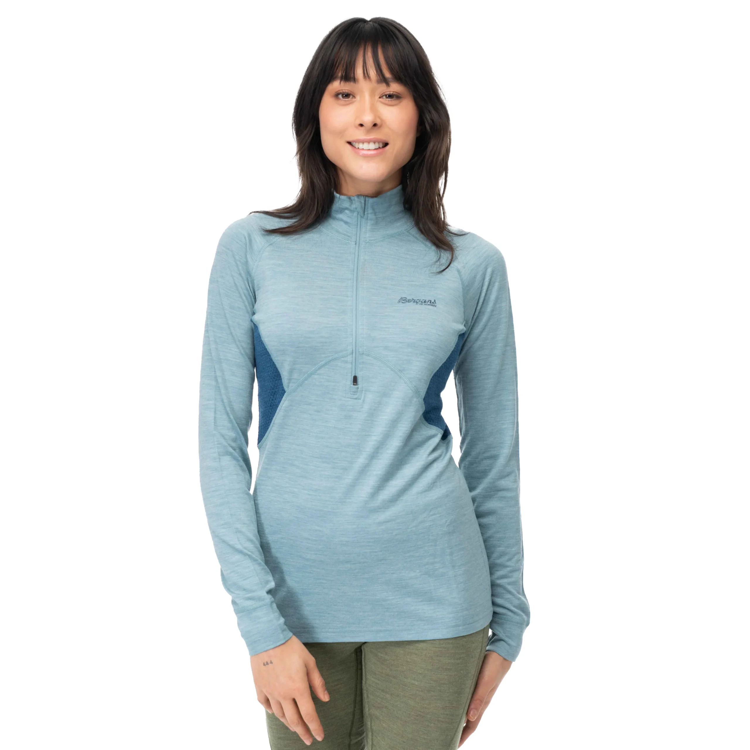 Discount Bergans Inner:Pure W Half Zip - Smoke Blue