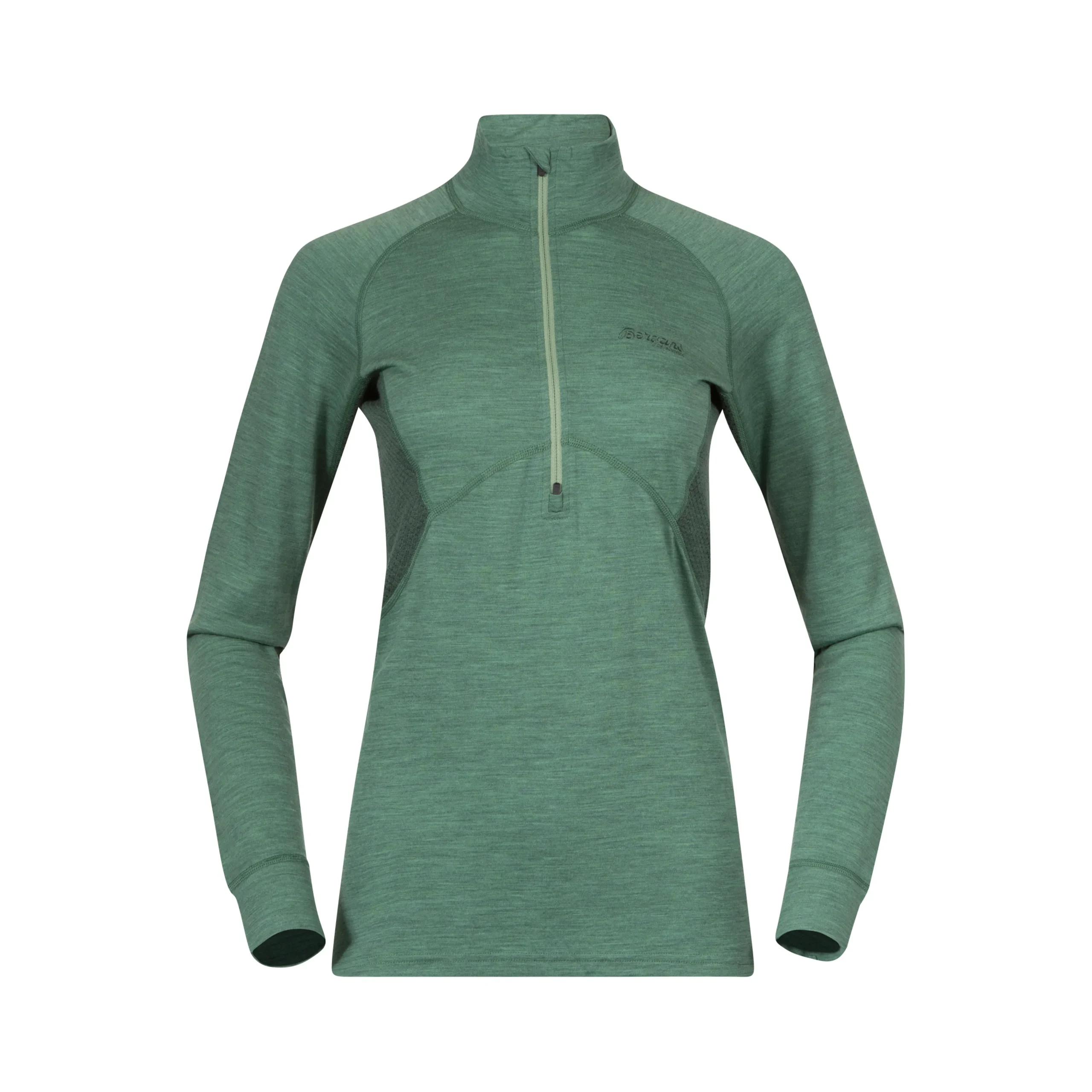 New Bergans Inner:Pure W Half Zip - Jade Green