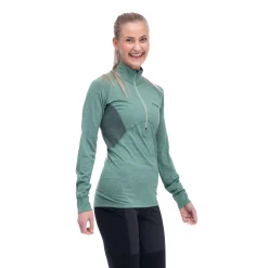New Bergans Inner:Pure W Half Zip - Jade Green