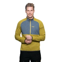 Cheap Bergans Kamphaug Knitted Half Zip - Light Olive Green / Orion Blue