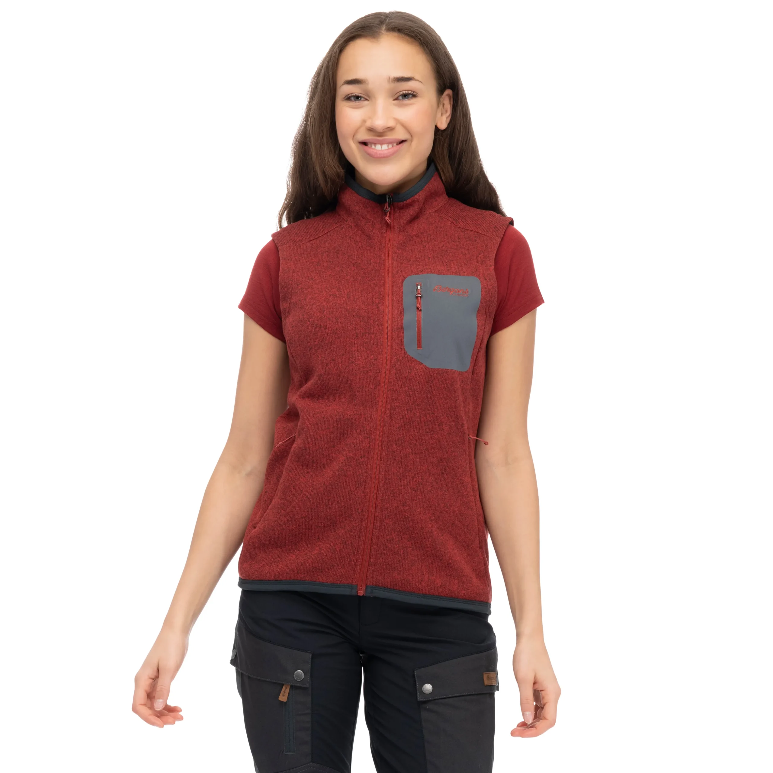 Discount Bergans Kamphaug Knitted Vest Women - Chianti Red
