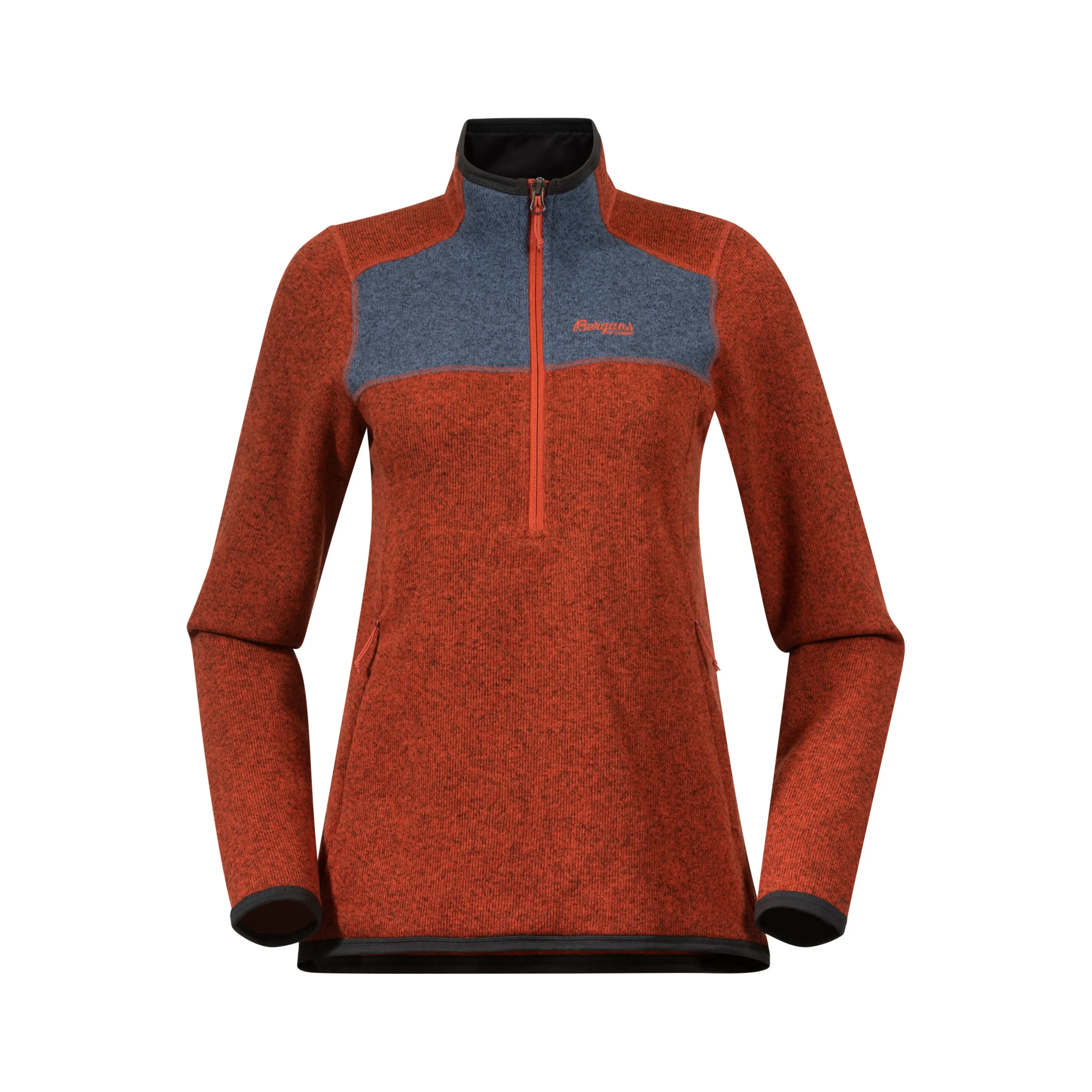 Hot Bergans Kamphaug Knitted W Half Zip - Brick / Orion Blue