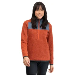 Hot Bergans Kamphaug Knitted W Half Zip - Brick / Orion Blue