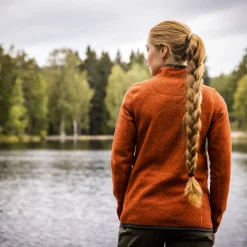 Hot Bergans Kamphaug Knitted W Half Zip - Brick / Orion Blue