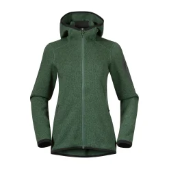 New Bergans Kamphaug Knitted W Hoodie - Dark Jade Green