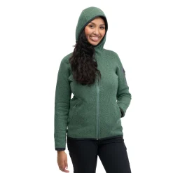 New Bergans Kamphaug Knitted W Hoodie - Dark Jade Green