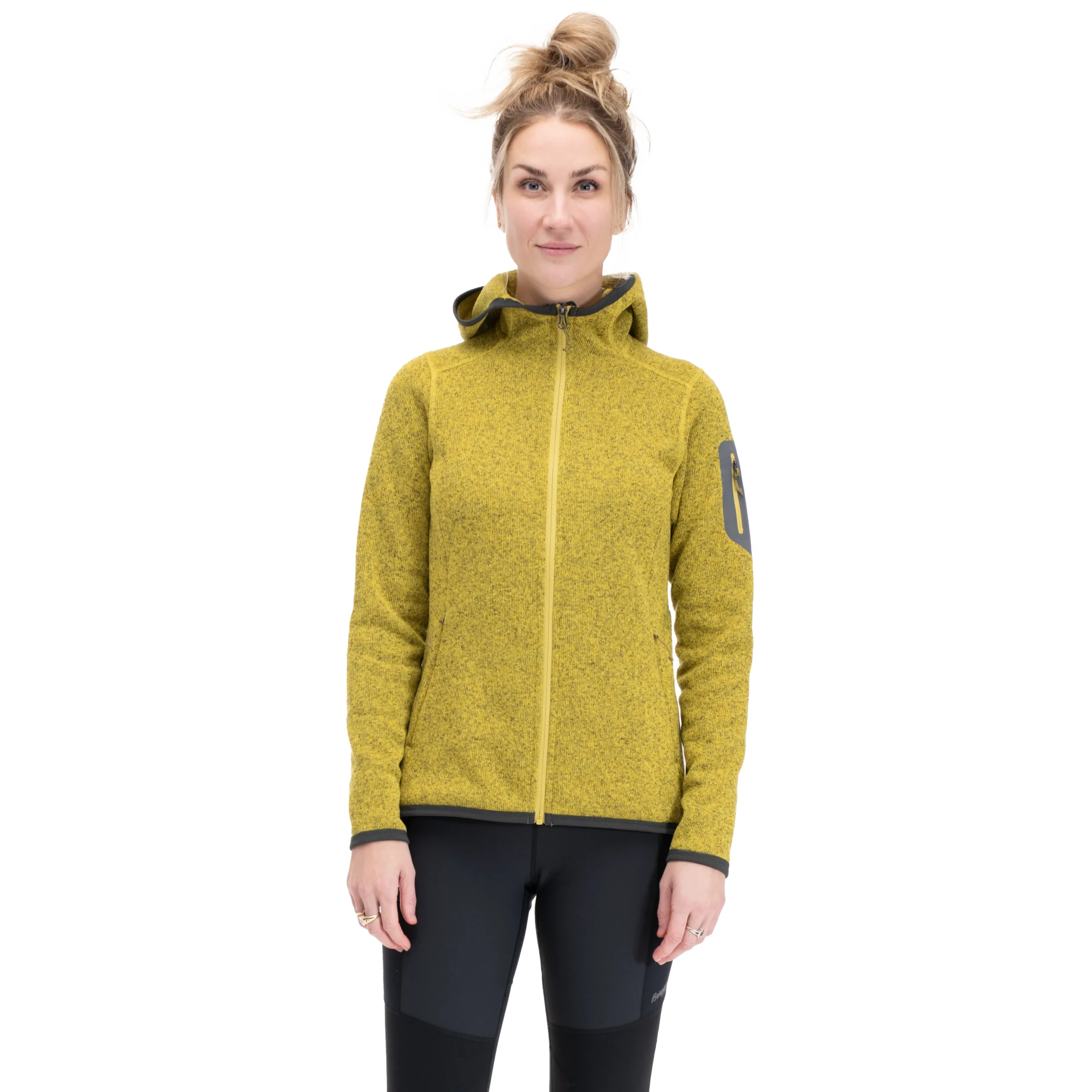 Clearance Bergans Kamphaug Knitted W Hoodie - Light Olive Green