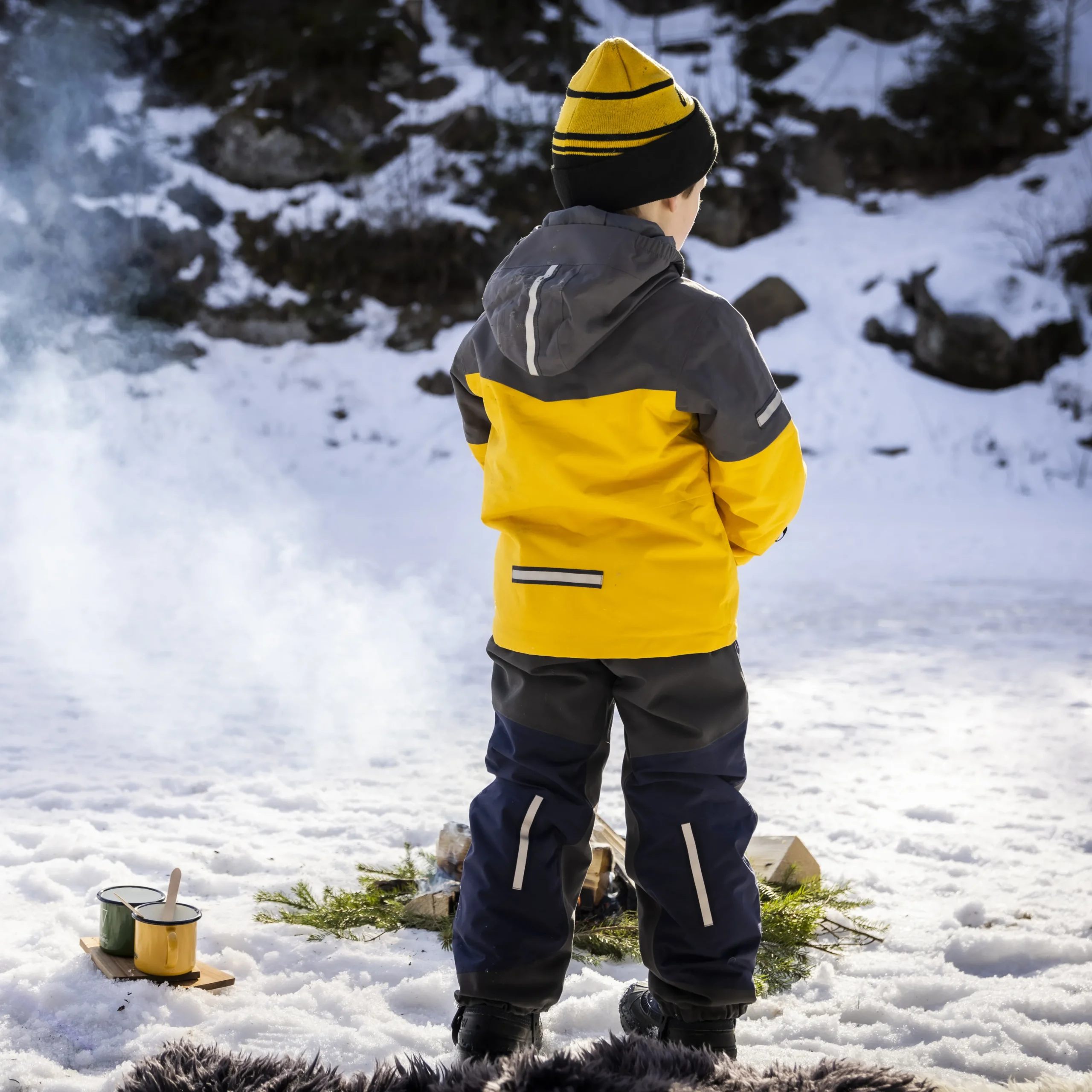 Online Bergans Lilletind Insulated Kids Jacket - Light Golden Yellow / Solid Dark Grey