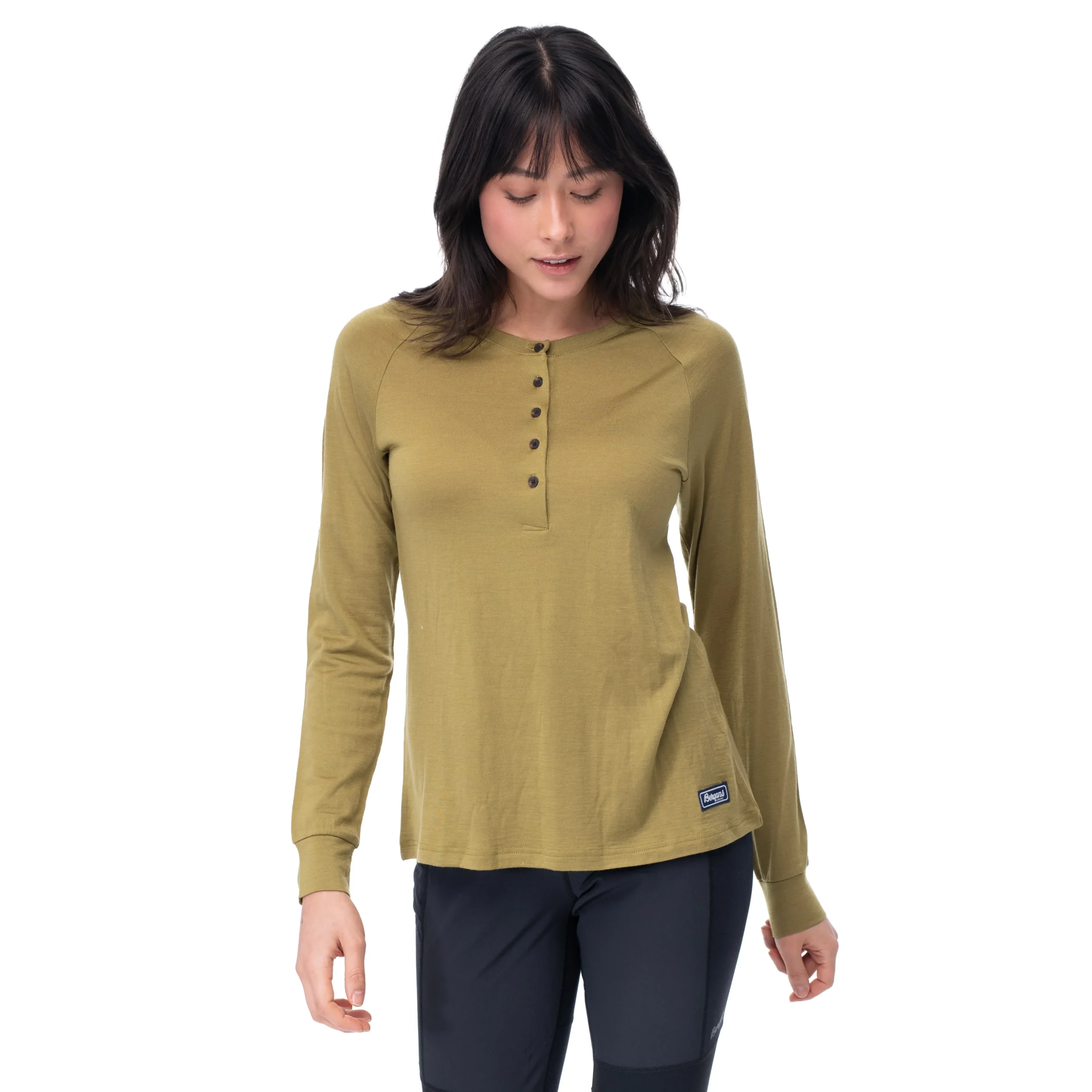 Shop Bergans Lysebu Wool W Henley - Olive Green