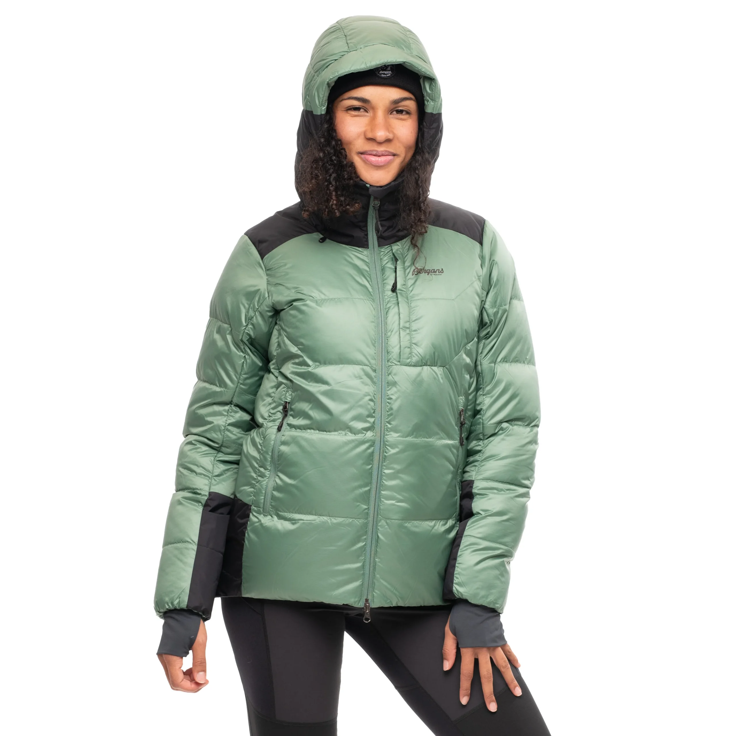 Online Bergans Magma Warm Down Jacket W/Hood Women - Dark Jade Green / Black