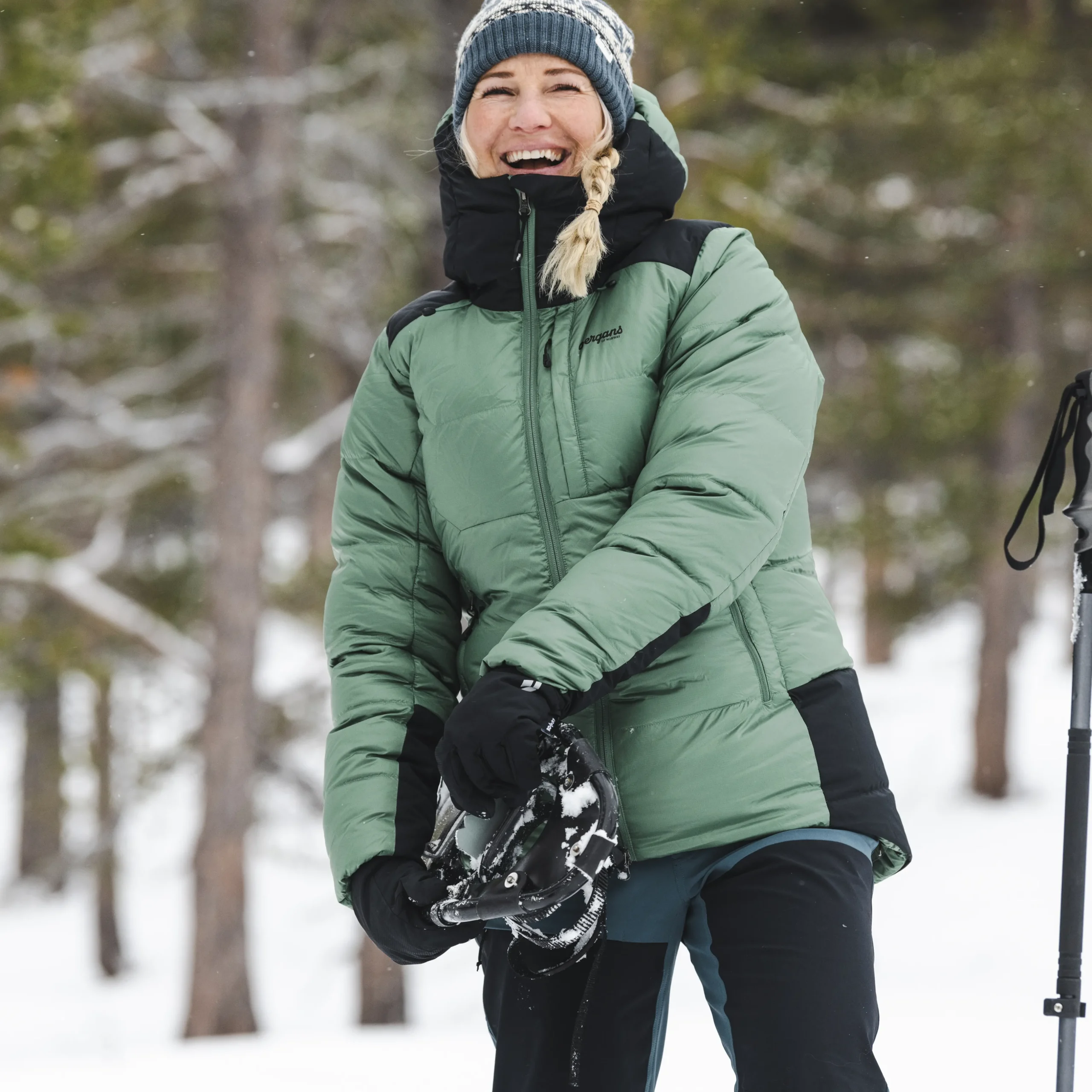 Online Bergans Magma Warm Down Jacket W/Hood Women - Dark Jade Green / Black