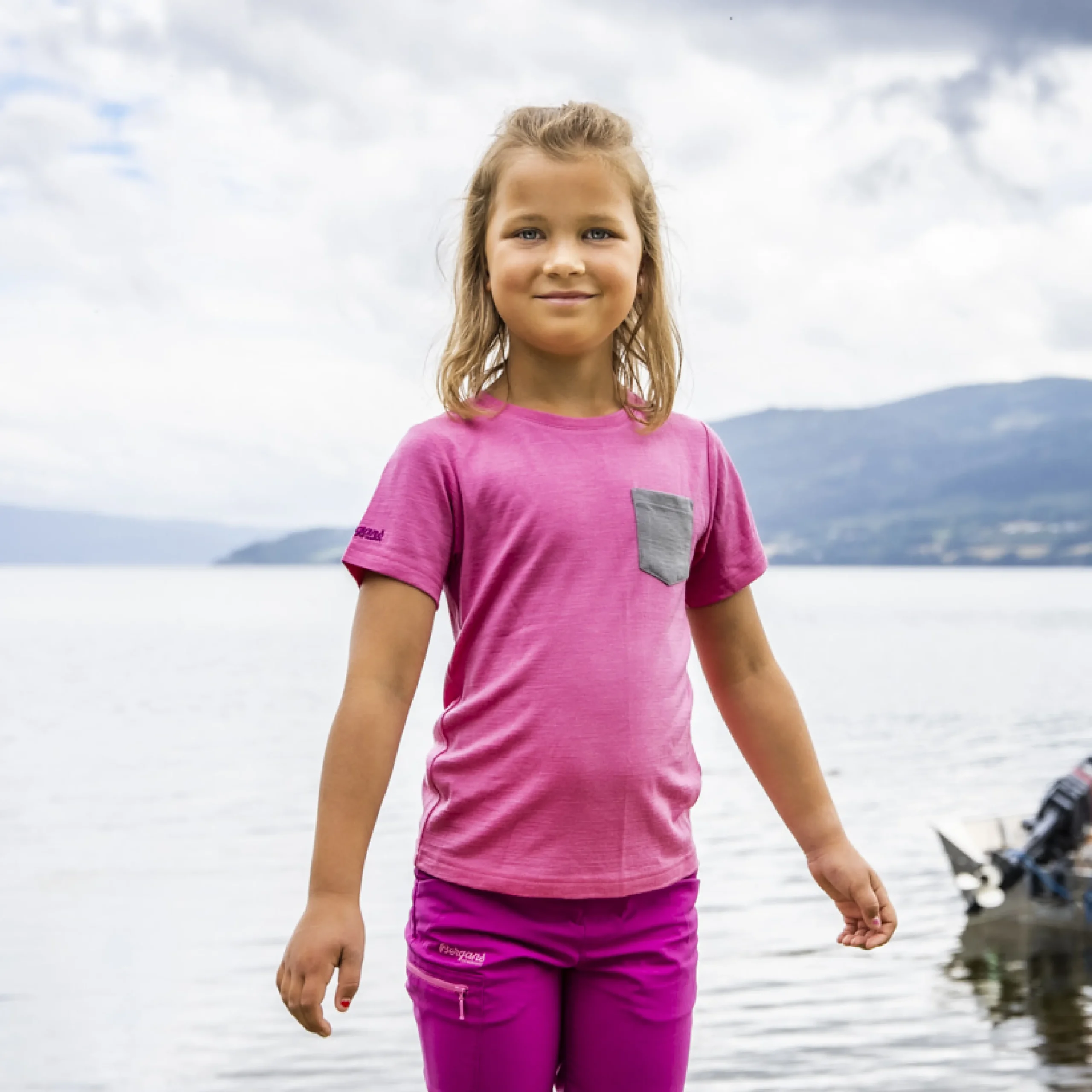 New Bergans Myske Wool Kids Tee - Ibis Rose