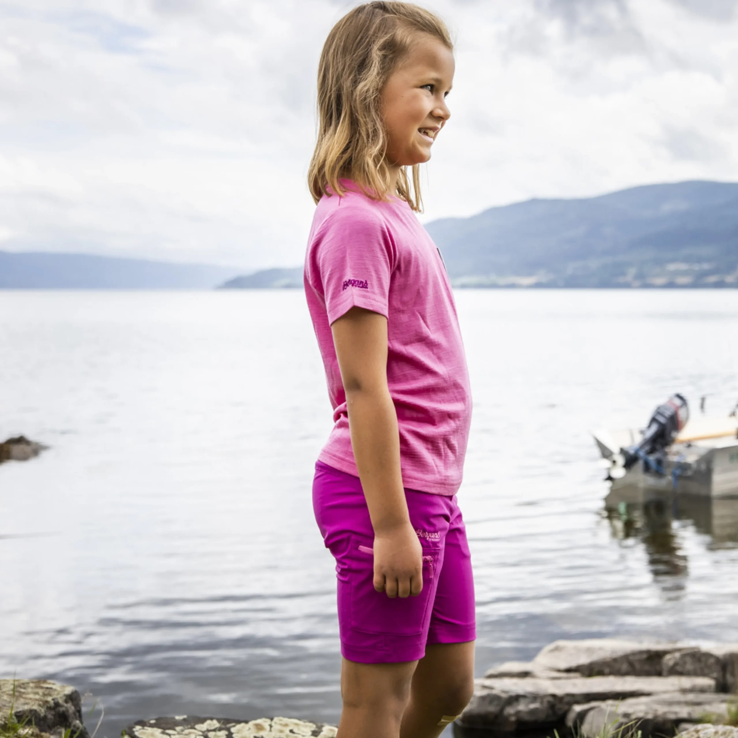 New Bergans Myske Wool Kids Tee - Ibis Rose
