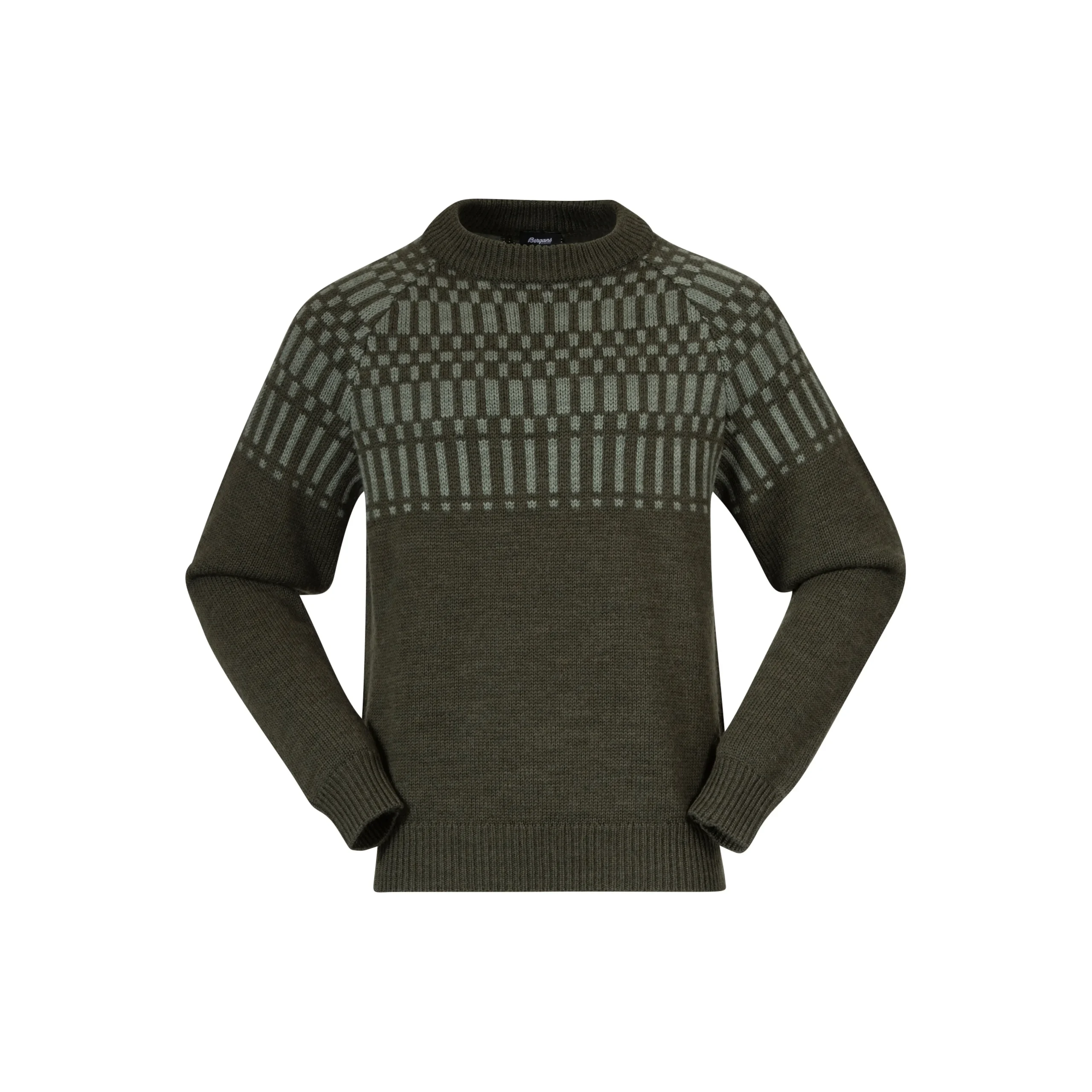 Shop Bergans Nordmarka Merino Jumper Men - Dark Green Mud / Light Green Mud