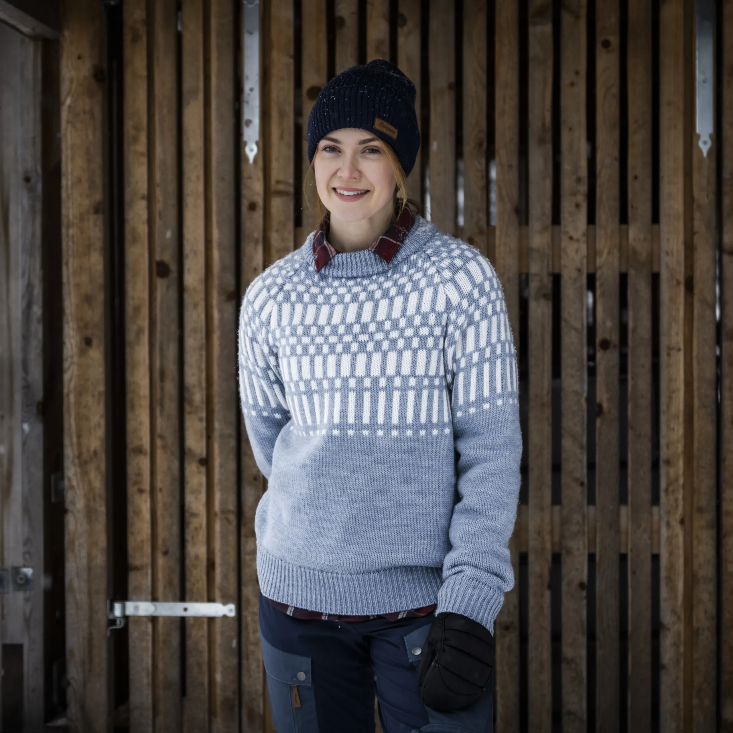 Sale Bergans Nordmarka Merino Jumper Women - Husky Blue / Vanilla White