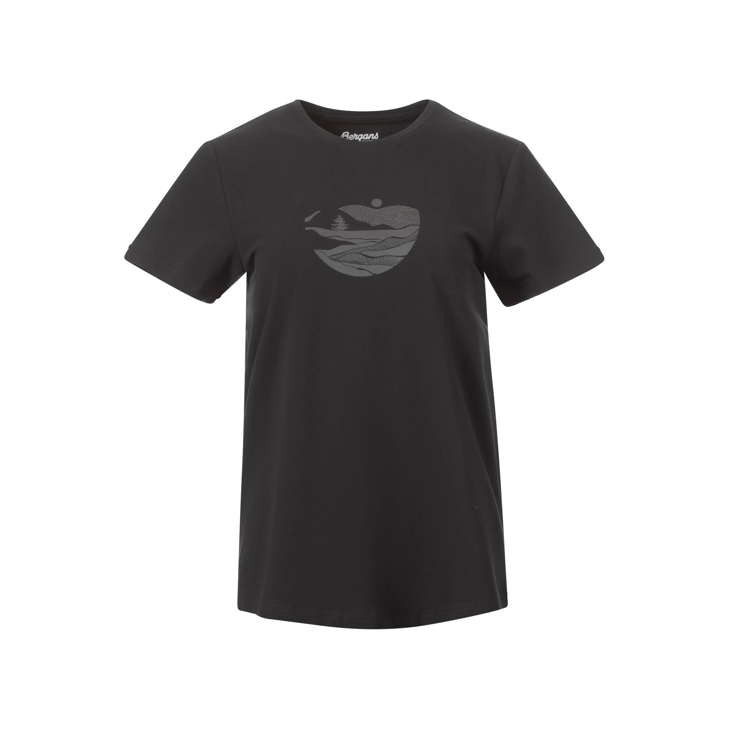 Cheap Bergans Nordmarka Organic Cotton Print Tee Women - Dark Shadow Grey / Dark Shadow Grey Sunset