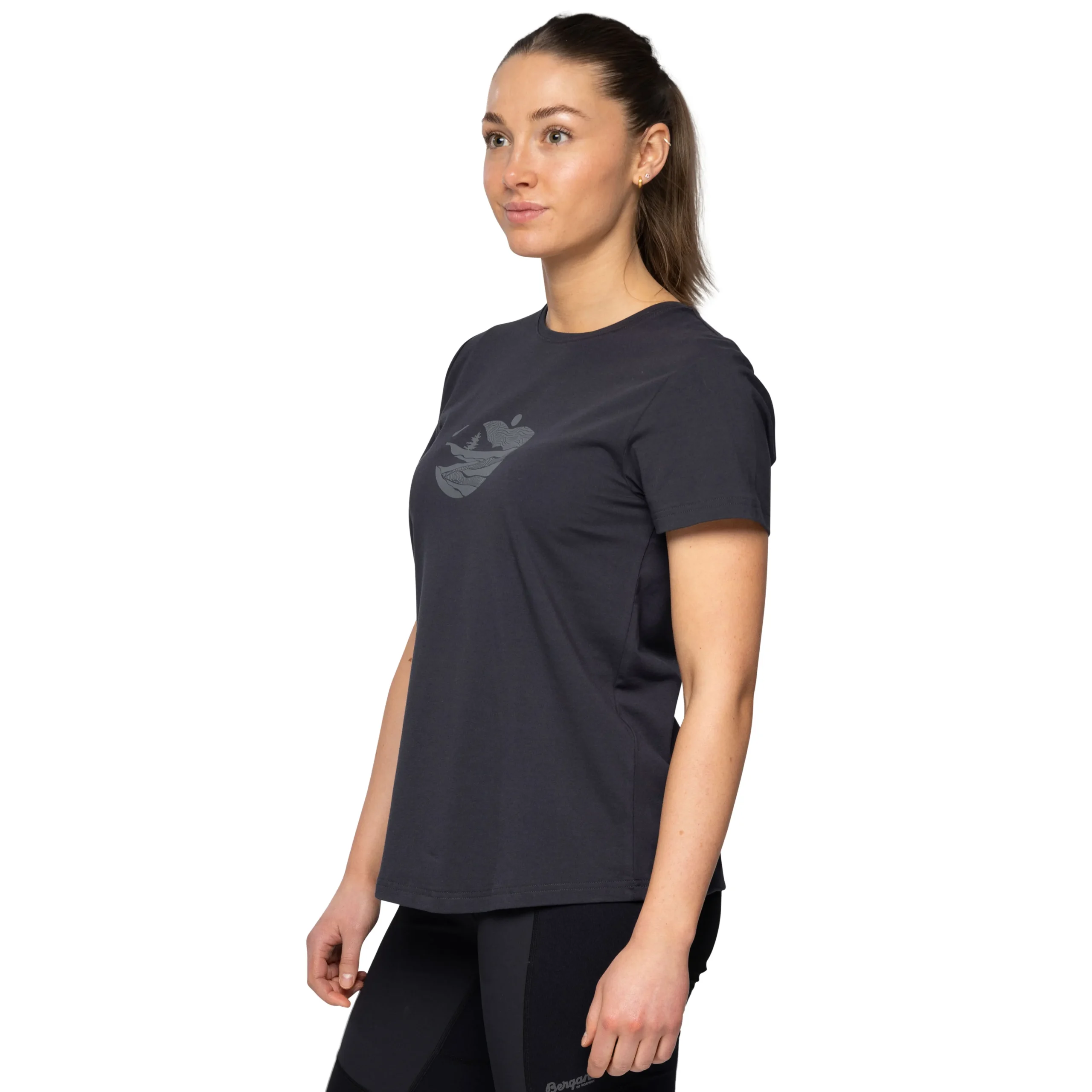 Cheap Bergans Nordmarka Organic Cotton Print Tee Women - Dark Shadow Grey / Dark Shadow Grey Sunset