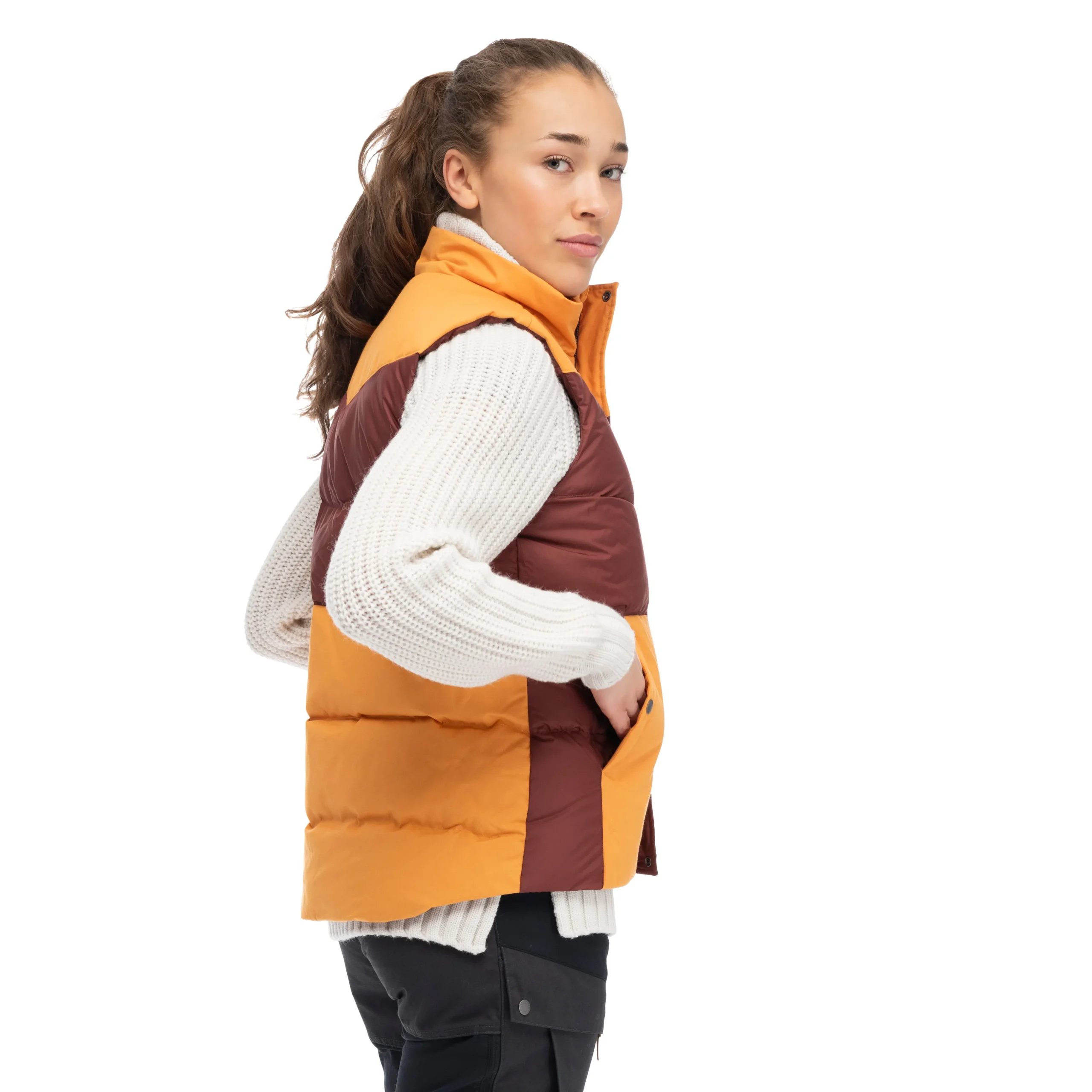 Best Sale Bergans Nordmarka Outdoor Down Vest Women - Amarone Red / Golden Field