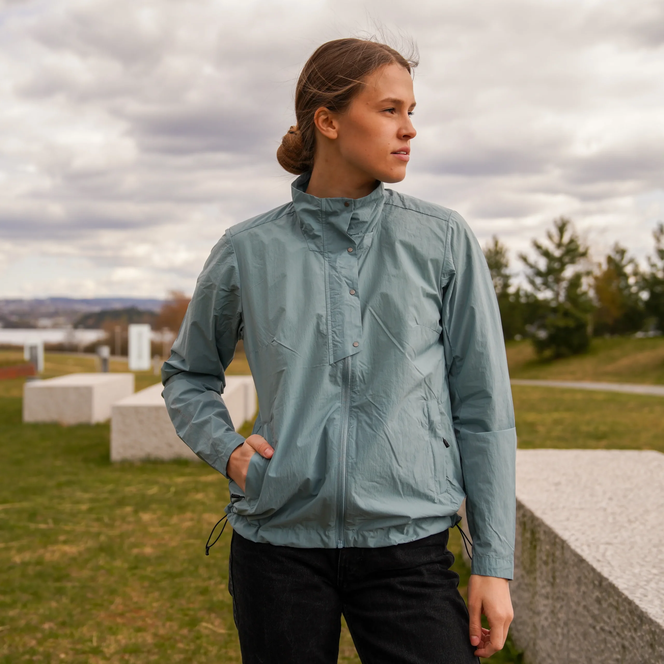 Hot Bergans Oslo Urban Commute Windbreaker Jacket Women - Smoke Blue