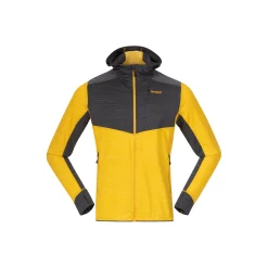 Shop Bergans Rabot Active Mid Hood Jacket - Light Golden Yellow / Solid Charcoal