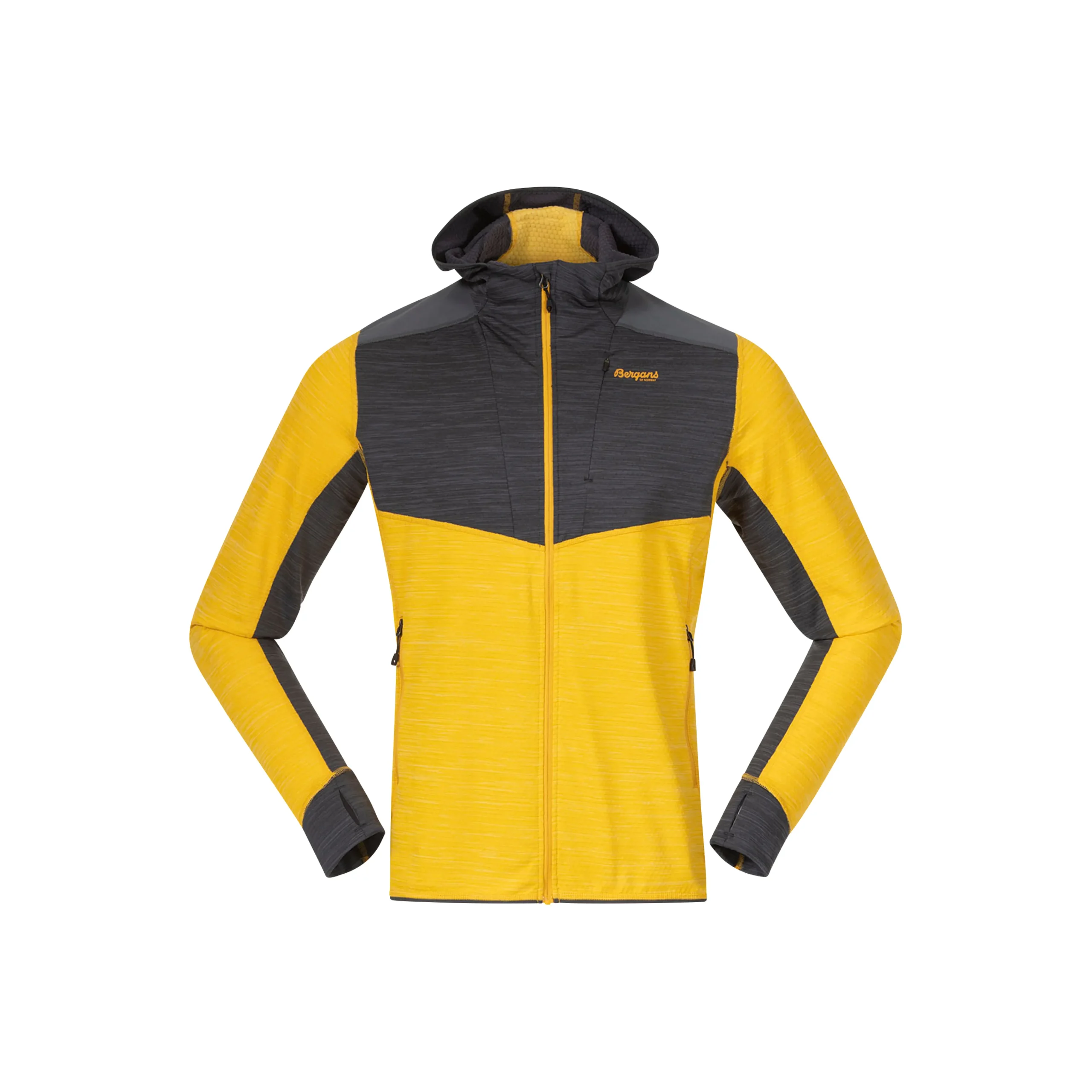 Shop Bergans Rabot Active Mid Hood Jacket - Light Golden Yellow / Solid Charcoal