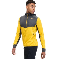 Shop Bergans Rabot Active Mid Hood Jacket - Light Golden Yellow / Solid Charcoal