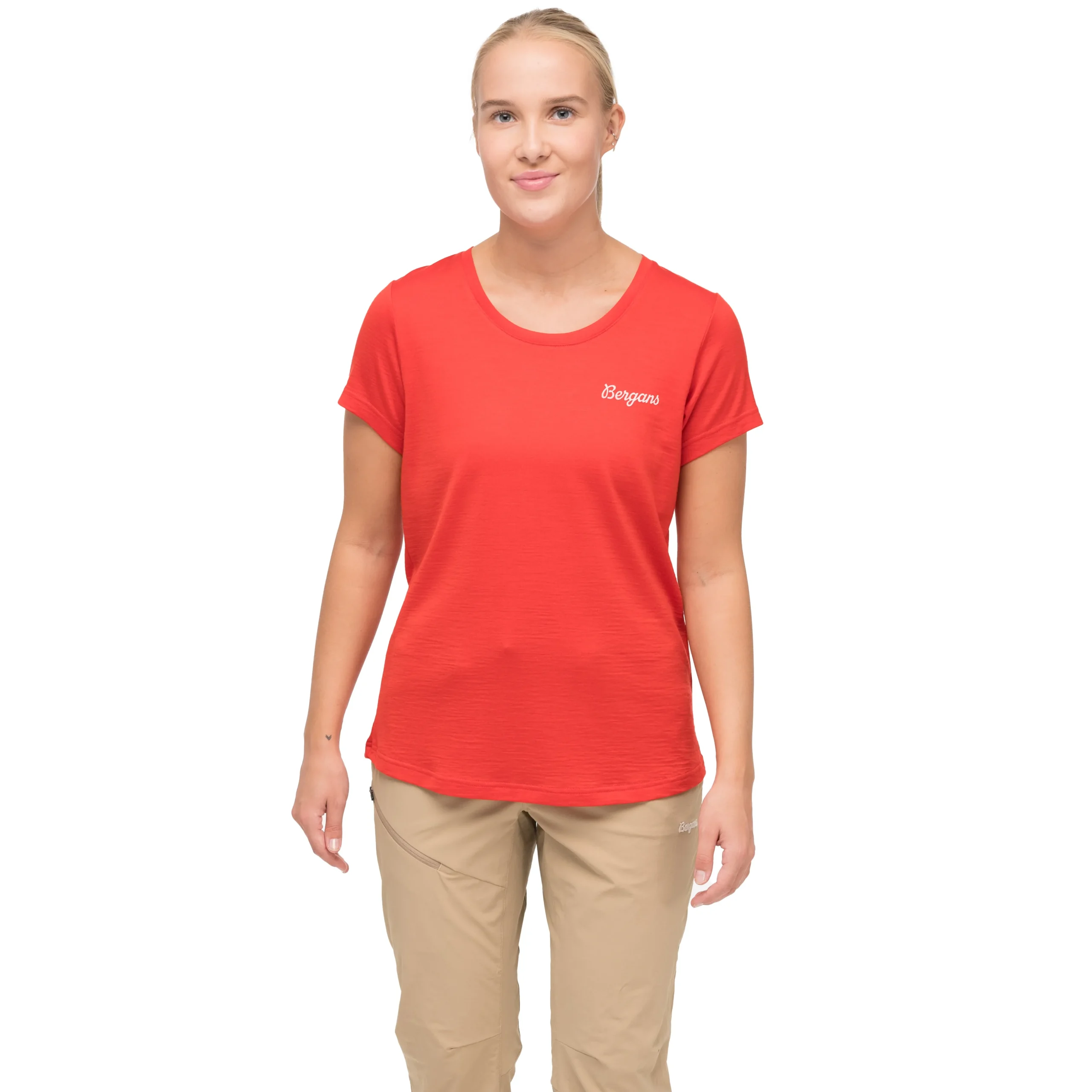 Sale Bergans Rabot Emblem Wool Tee Women - Fire Red