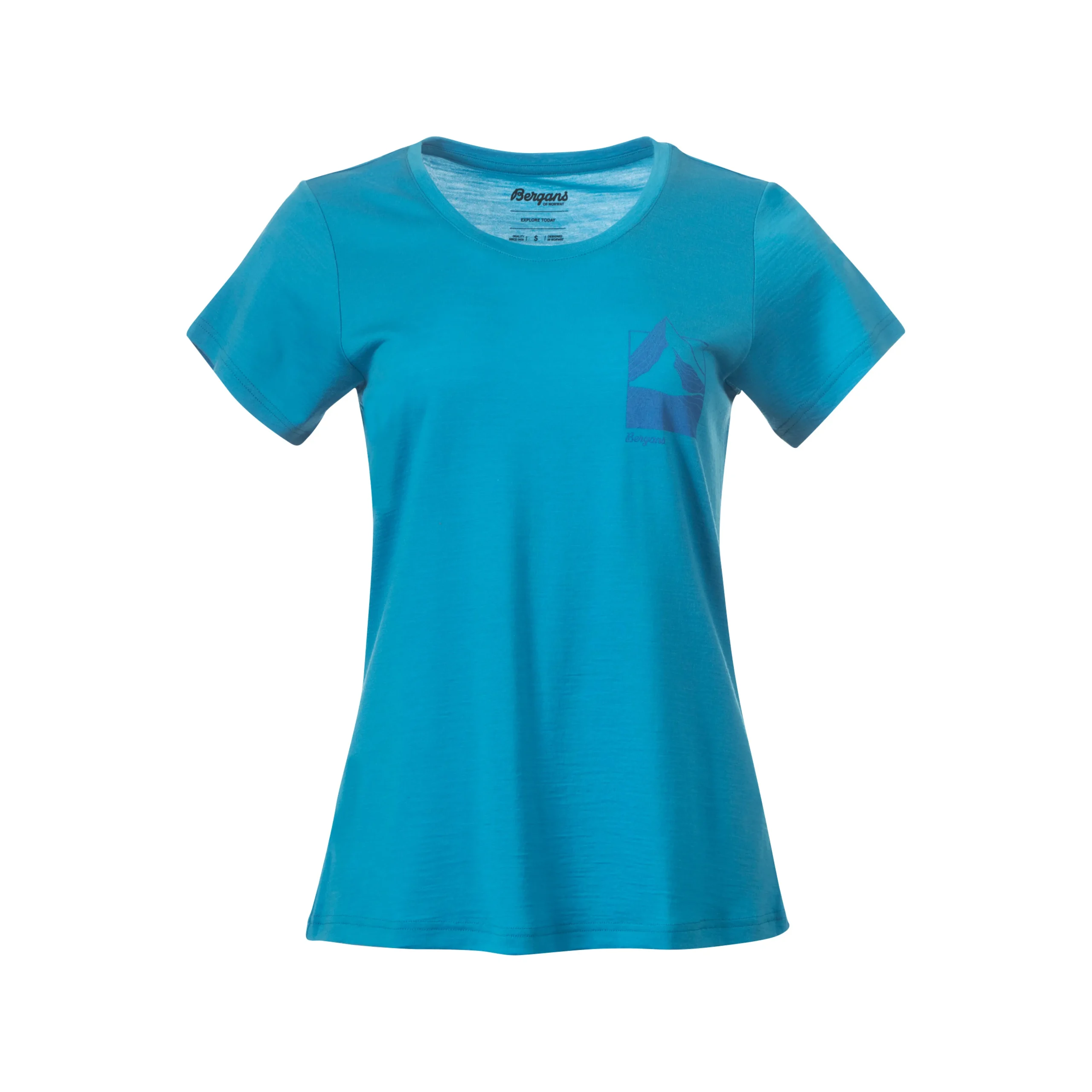 Fashion Bergans Rabot Mount Wool Tee Women - Aqua Lagoon