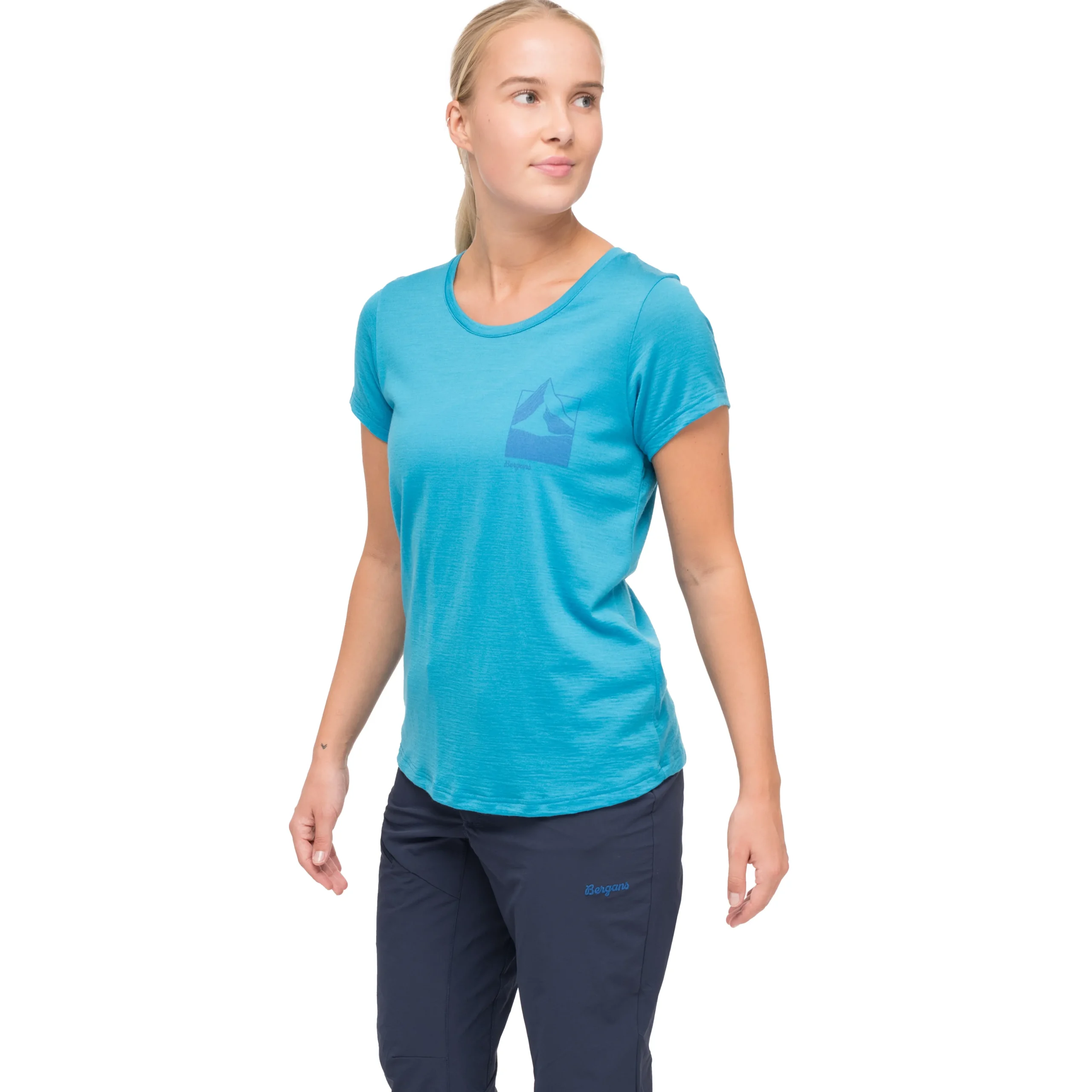 Fashion Bergans Rabot Mount Wool Tee Women - Aqua Lagoon
