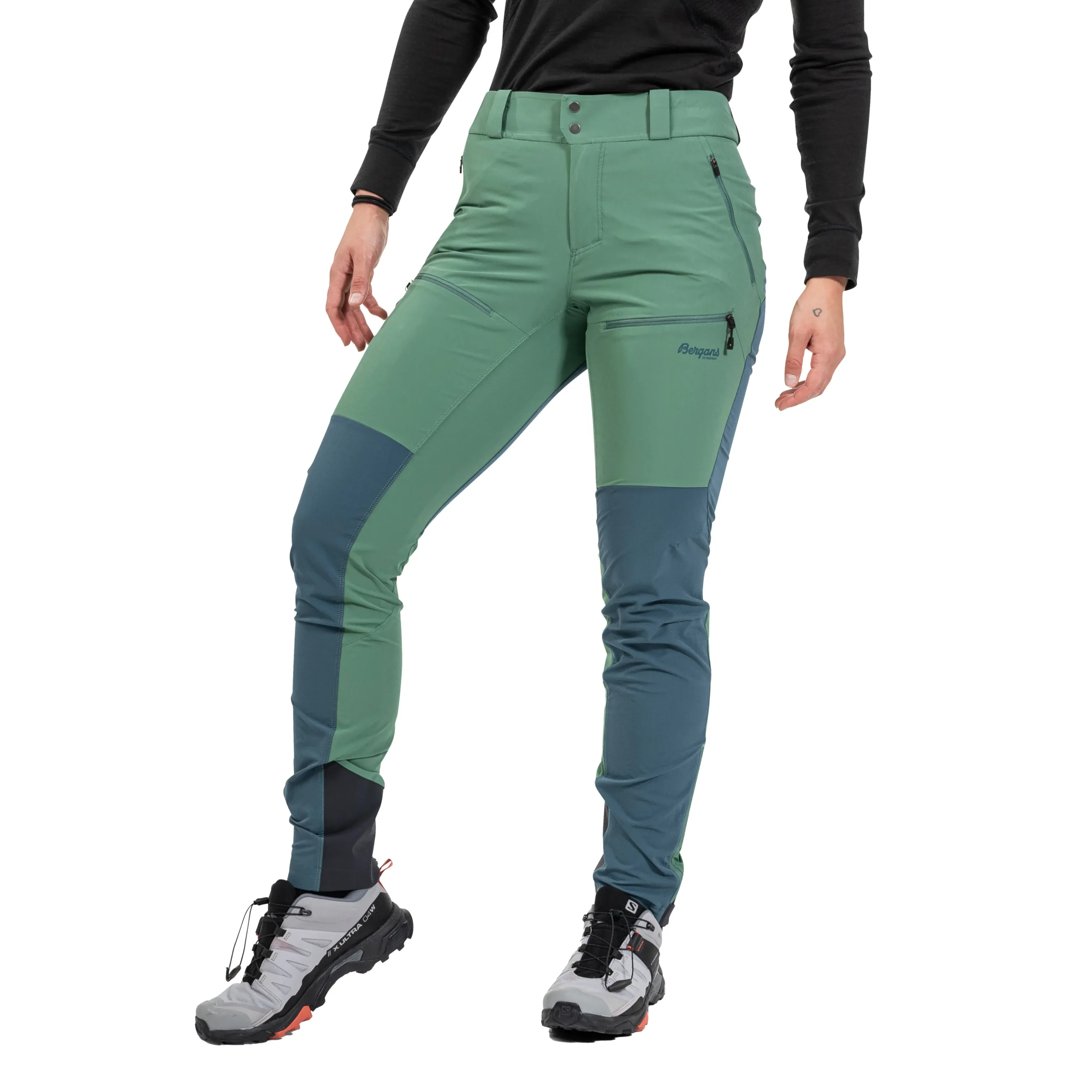 Hot Bergans Rabot Softshell Pants Women - Dark Jade Green / Orion Blue